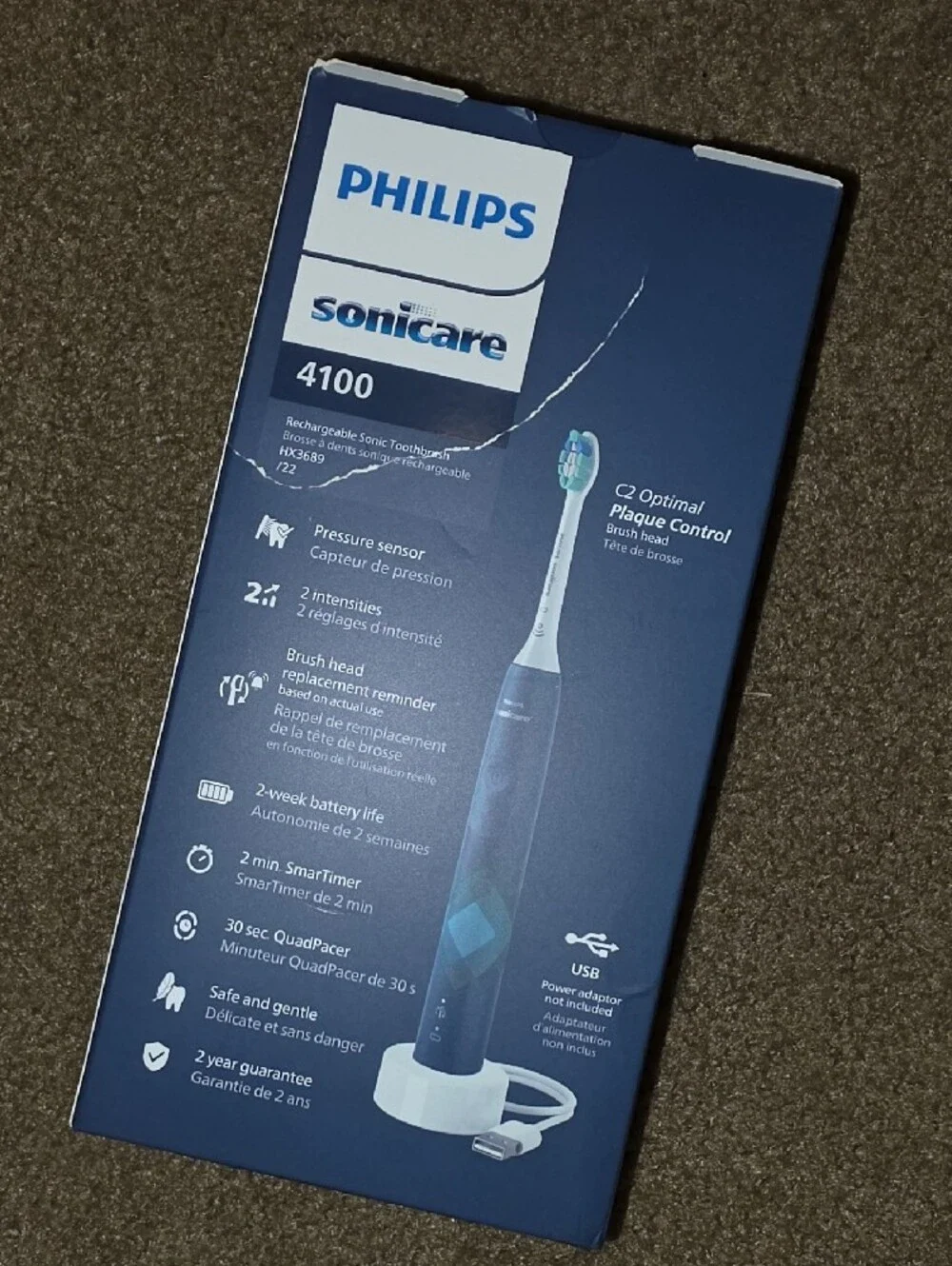 Philips Sonicare 4100 Electric Toothbrush - Dark Blue & White